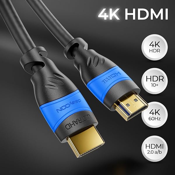 deleyCON 1,5m Cavo HDMI 2.0a/b - Alta Velocità con Ethernet - UHD 2160p 4K@60Hz 4:4:4 HDR HDCP 2.2 ARC CEC Ethernet 18Gbps 3D Full HD 1080p Dolby - Nero - 3