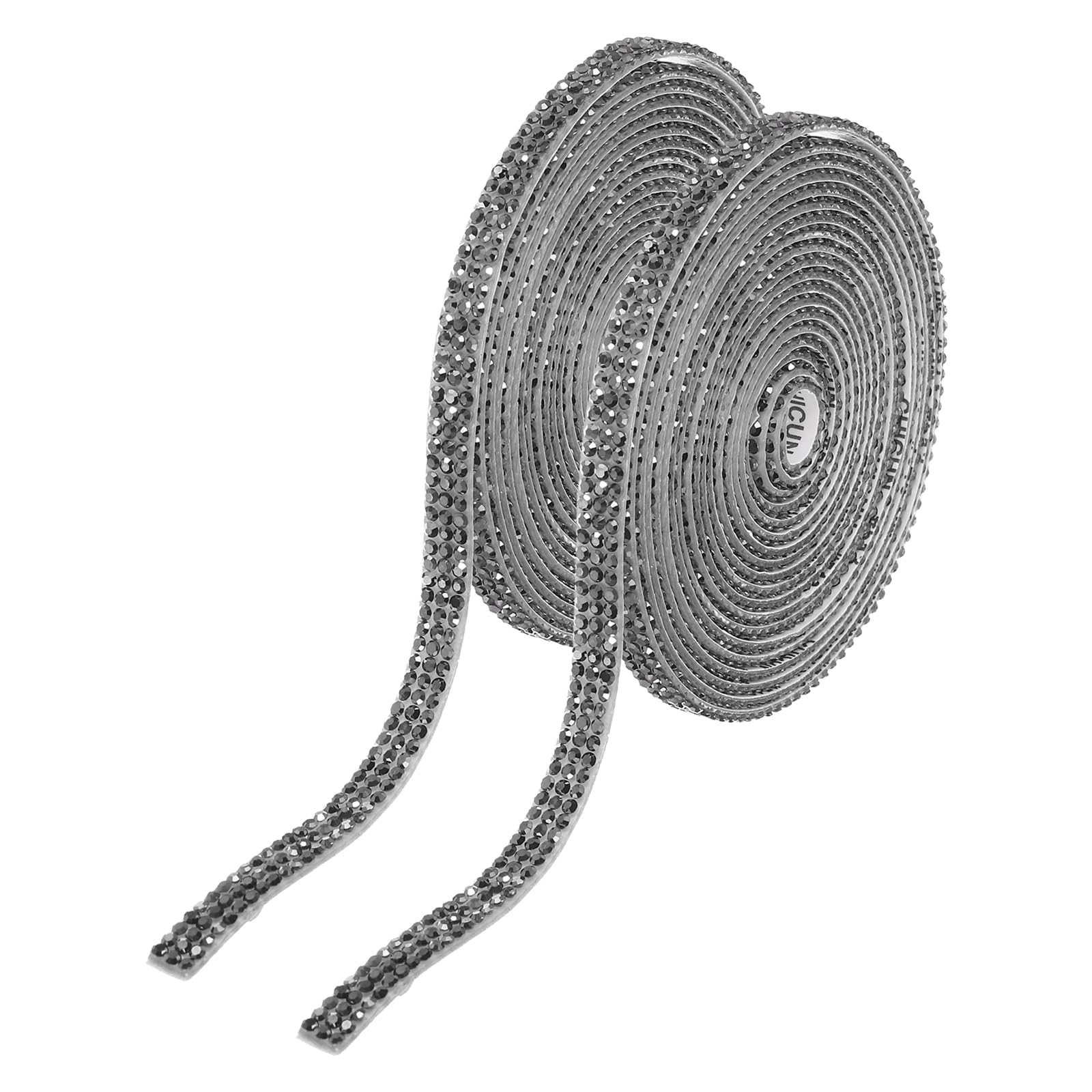 sourcing map 2Pcs Rhinestone Ribbon Self Adhesive Crystal Rhinestone Strips 0.66cm x 3 Yard Bling Rhinestone Ribbon Roll 3 Rows for DIY Crafts Wedding Clothing Nails Decoration, Gray