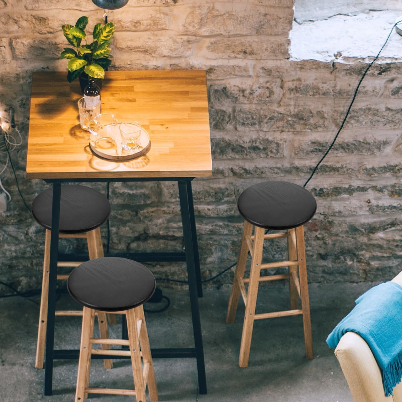 ORFOFE Round Bar Stool Seat Replacement Solid Wood Stool Top with Iron Strip Reinforcement Easy Install Barstool Seat Replacement for Kitchen Dining Chairs 11. Round