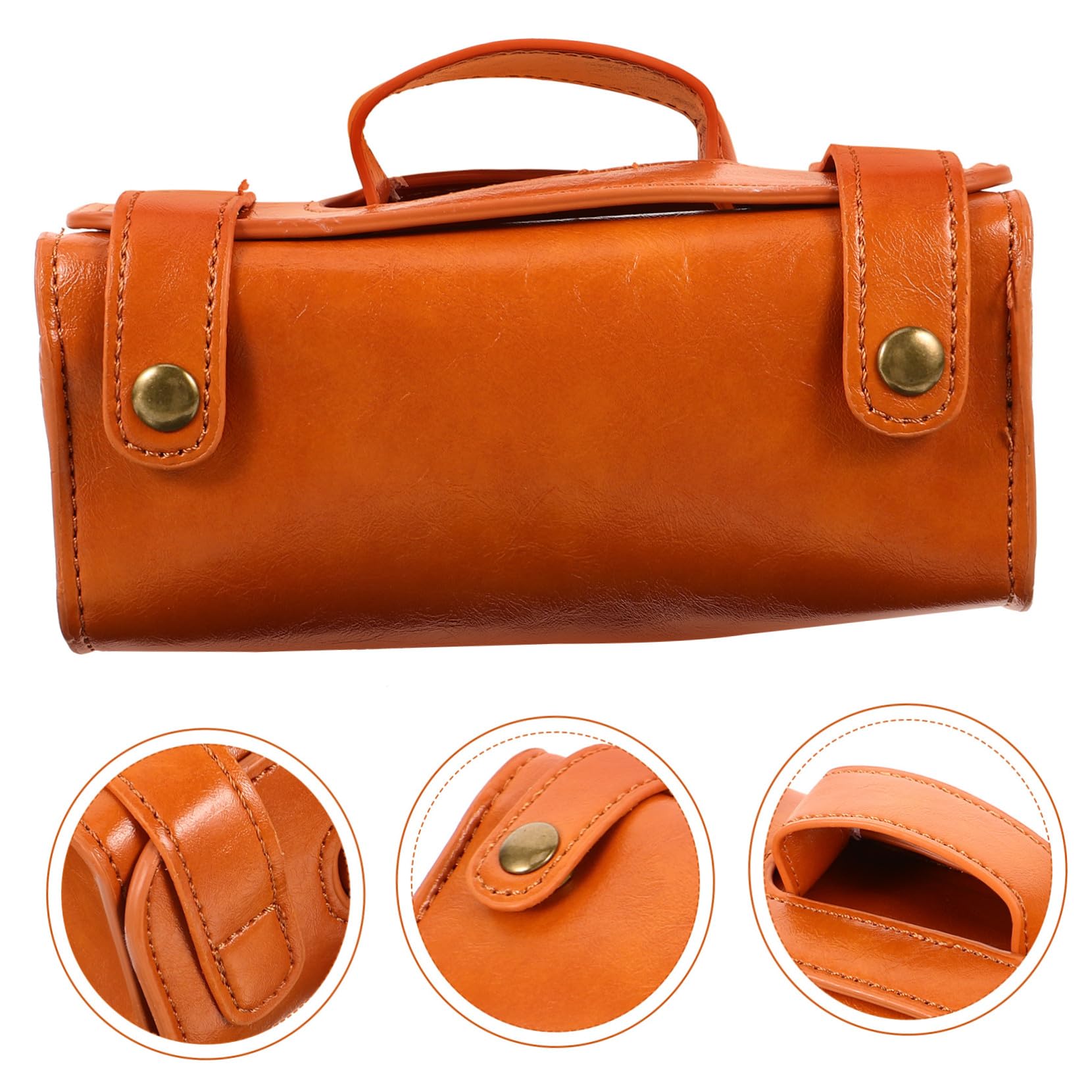 Neceser Organizador para Hombre de Material Sintético PU Marrón Múltiples Compartimentos Portátil para Viaje y Uso Diario