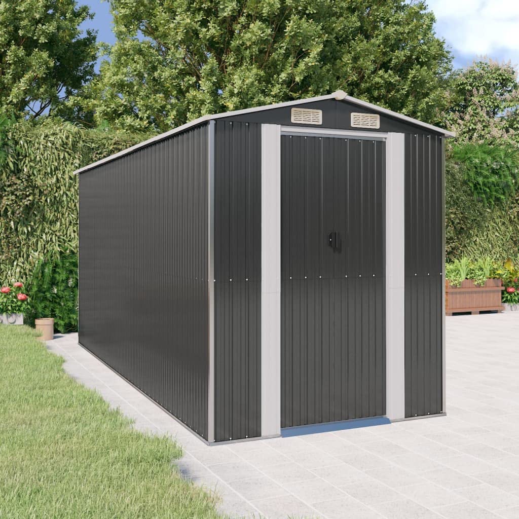 Générique Abri de Jardin Anthracite 192x440x223 cm Acier galvanisé,Maison & Jardin,Pelouses & Jardins,Vie en extérieur,Structures extérieures,Cabanes & abris de Jardin,3147452