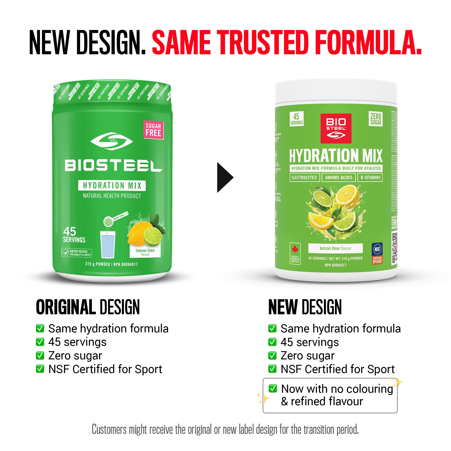 BioSteel Zero Sugar Hydration Mix, Great Tasting Hydration with 5 Essential Electrolytes, Lemon Lime, 45 Servings per Tub
