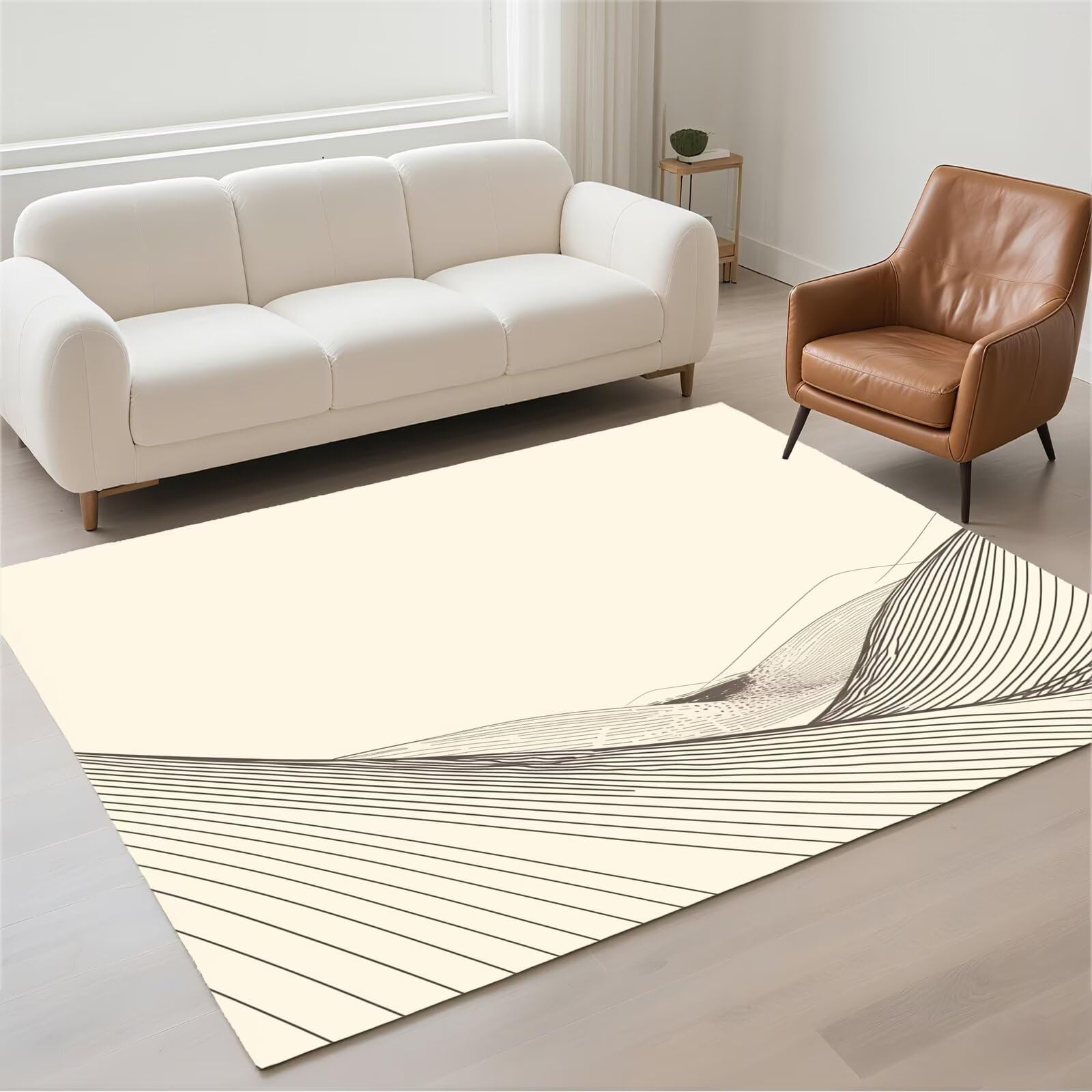 Tapis de couloir moderne et salon beige 160x230 cm idéal pour habiller votre entrée