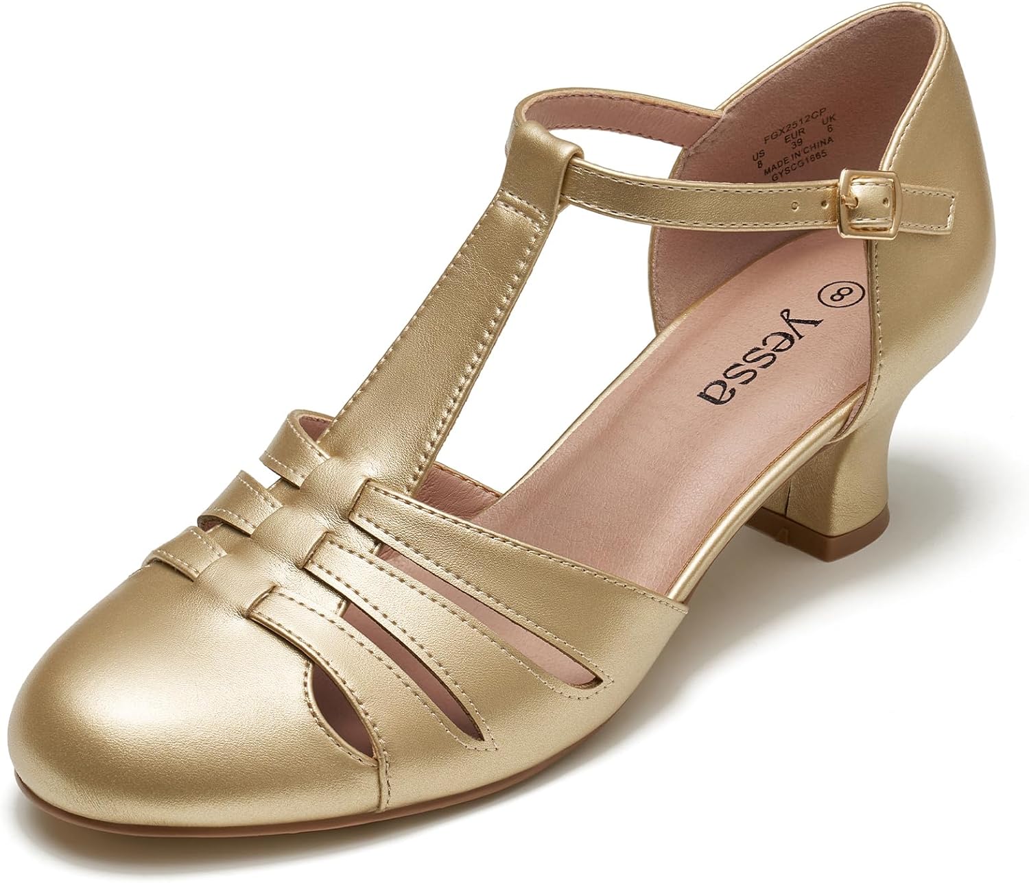 YESSA 1920s Shoes for Women,T-Strap Character Shoes,2" Dance Shoes for Ballroom Latin Salsa Folklorico Tango Swing Wedding Gatsby Shoe