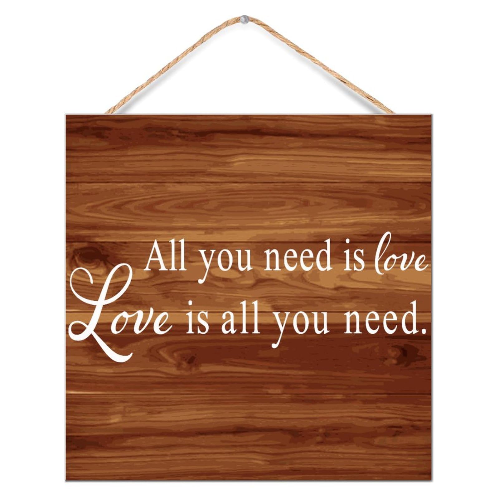 Panneau en bois All You Need Is Love - Décoration de table intérieure de chalet 30x30 cm