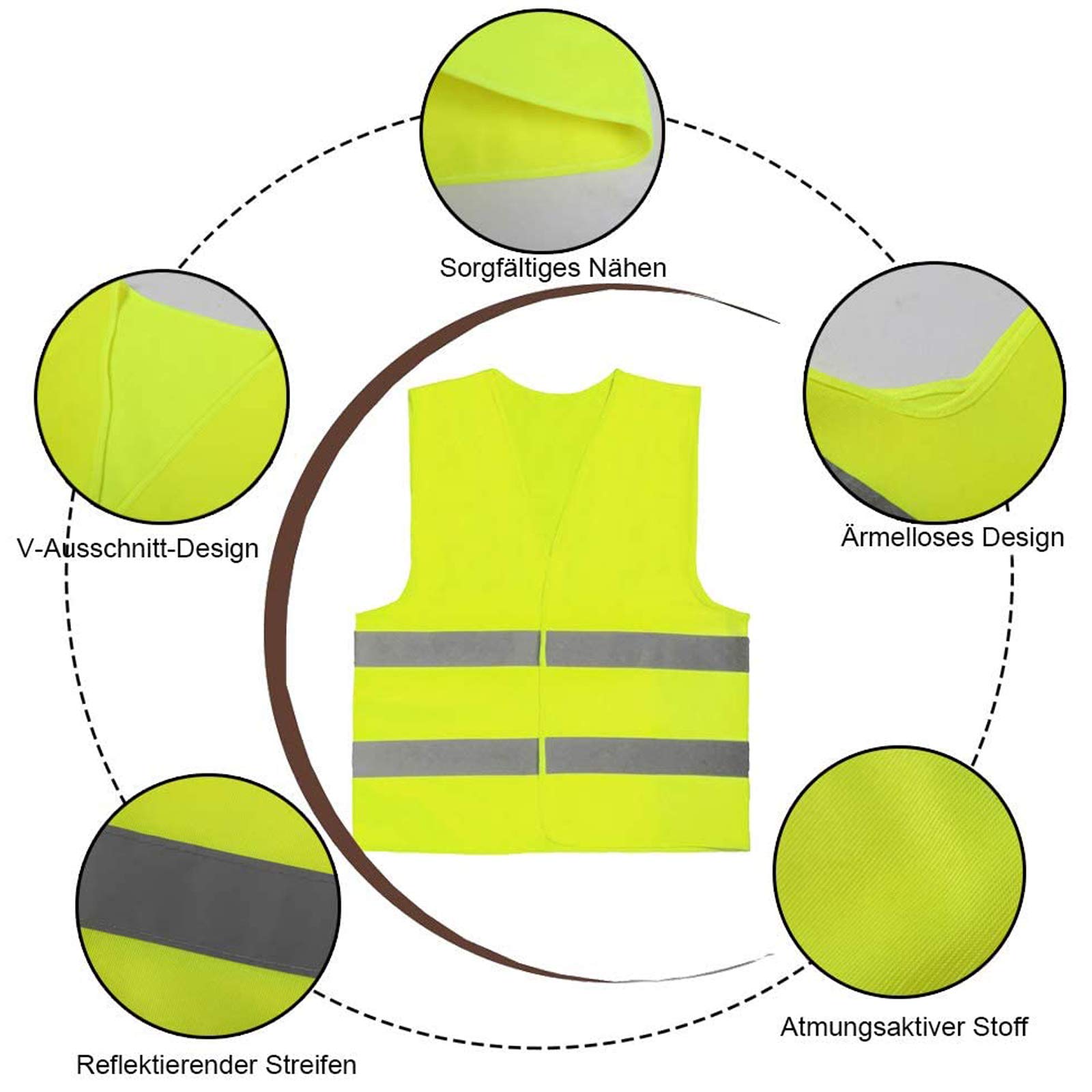 Ahlsen Sicherheitsweste, Reflektorweste Mit Licht, Sicherheitsweste, Radfahren, Reflektierende Weste, Verstellbare Laufweste Mit 2 Reflektierenden Streifen Für Joggen, Radfahren, Laufen