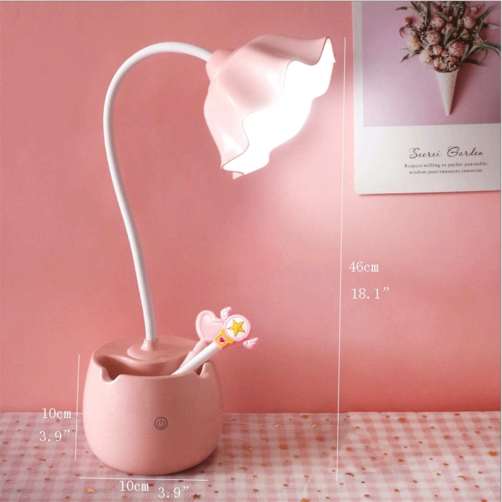 Lampka biurkowa Lampy stołowe LED oczu, składane lampy stołowe, przełącznik dotykowy, do nauki i biura, regulowana jasność architekt biuro (Color : Touch pink prism)