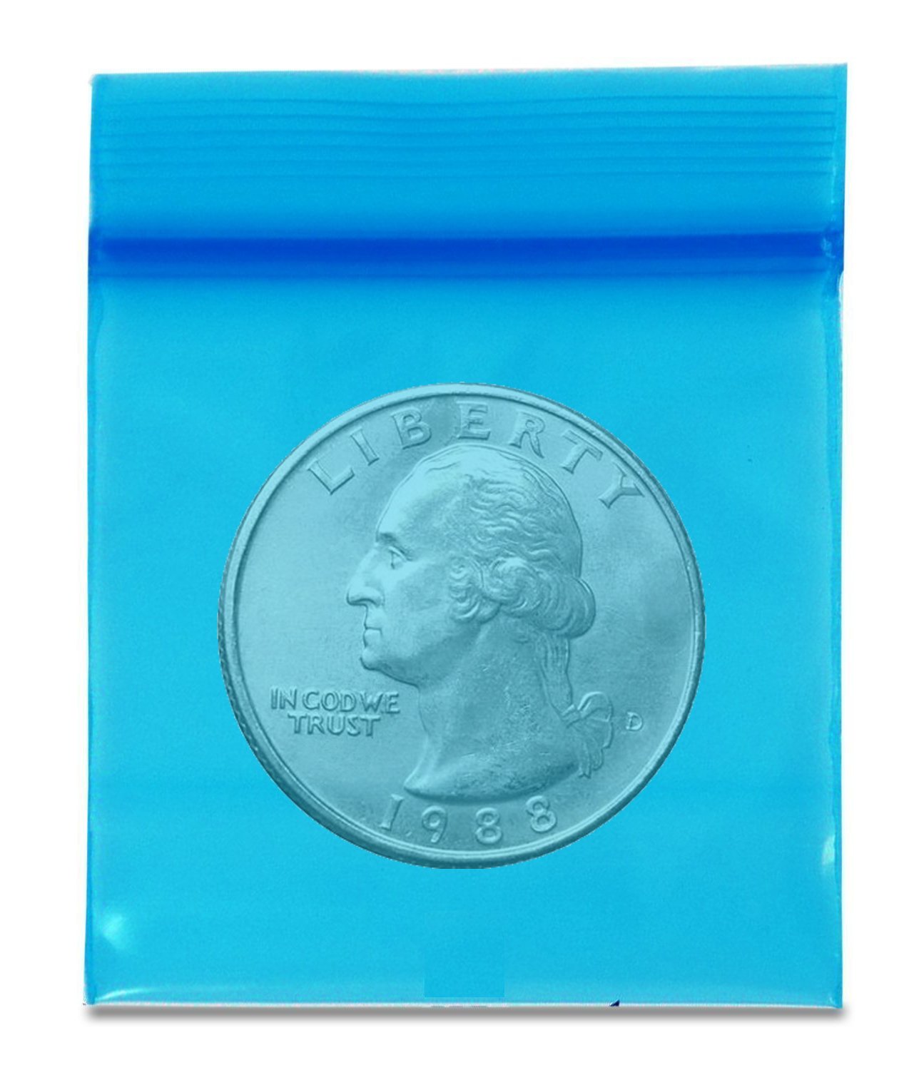 (1000 Blue) Apple -- 2.5 Mil -- Mini Ziplock Baggies , #1515 Recloseable Bags 1.5" x 1.5"