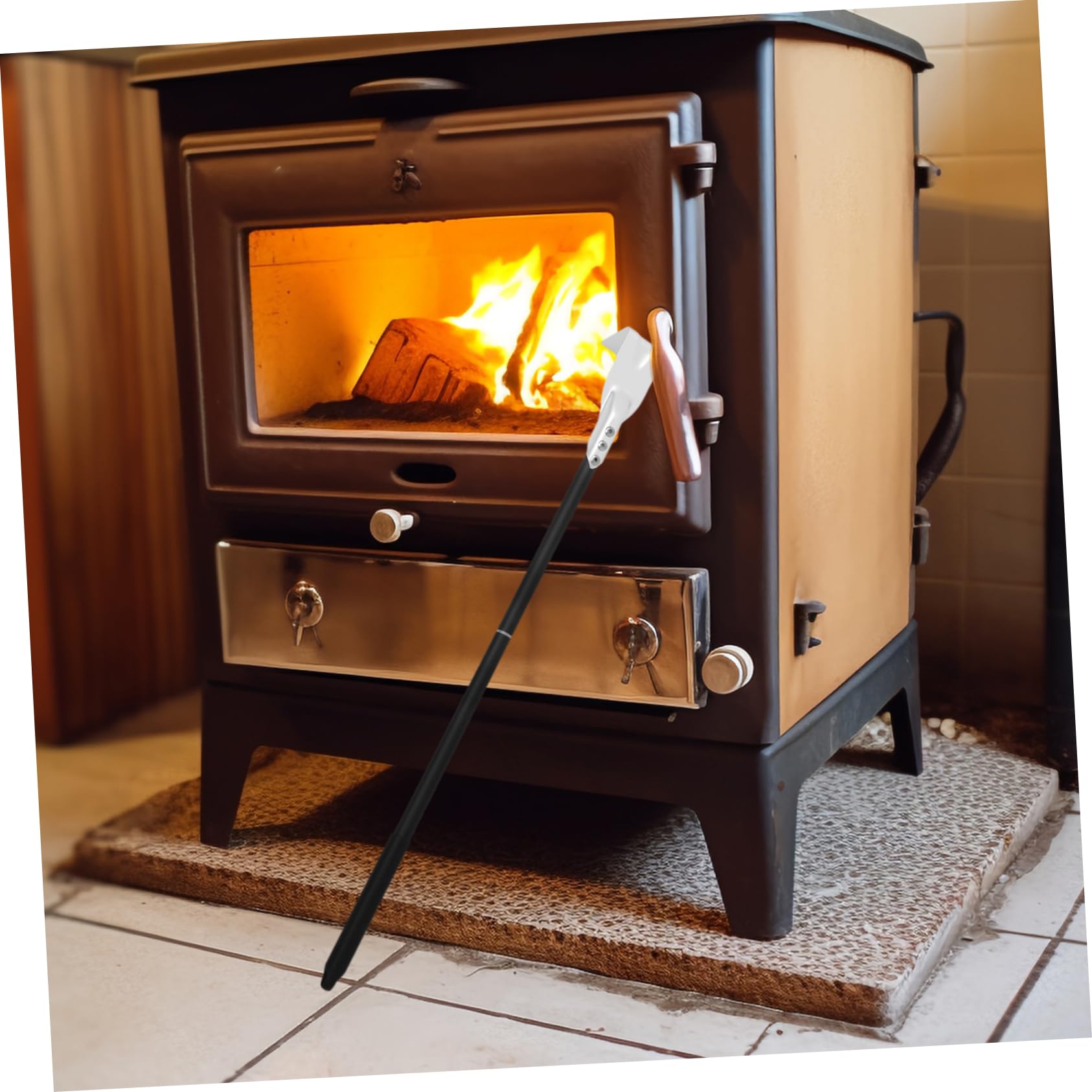 CONGARTENO Ash Cleaner for Grill Barbecue Ash Removal Tool Metal Scraper Kitchen Accessory Sturdy Ash Rake Extendable Handle