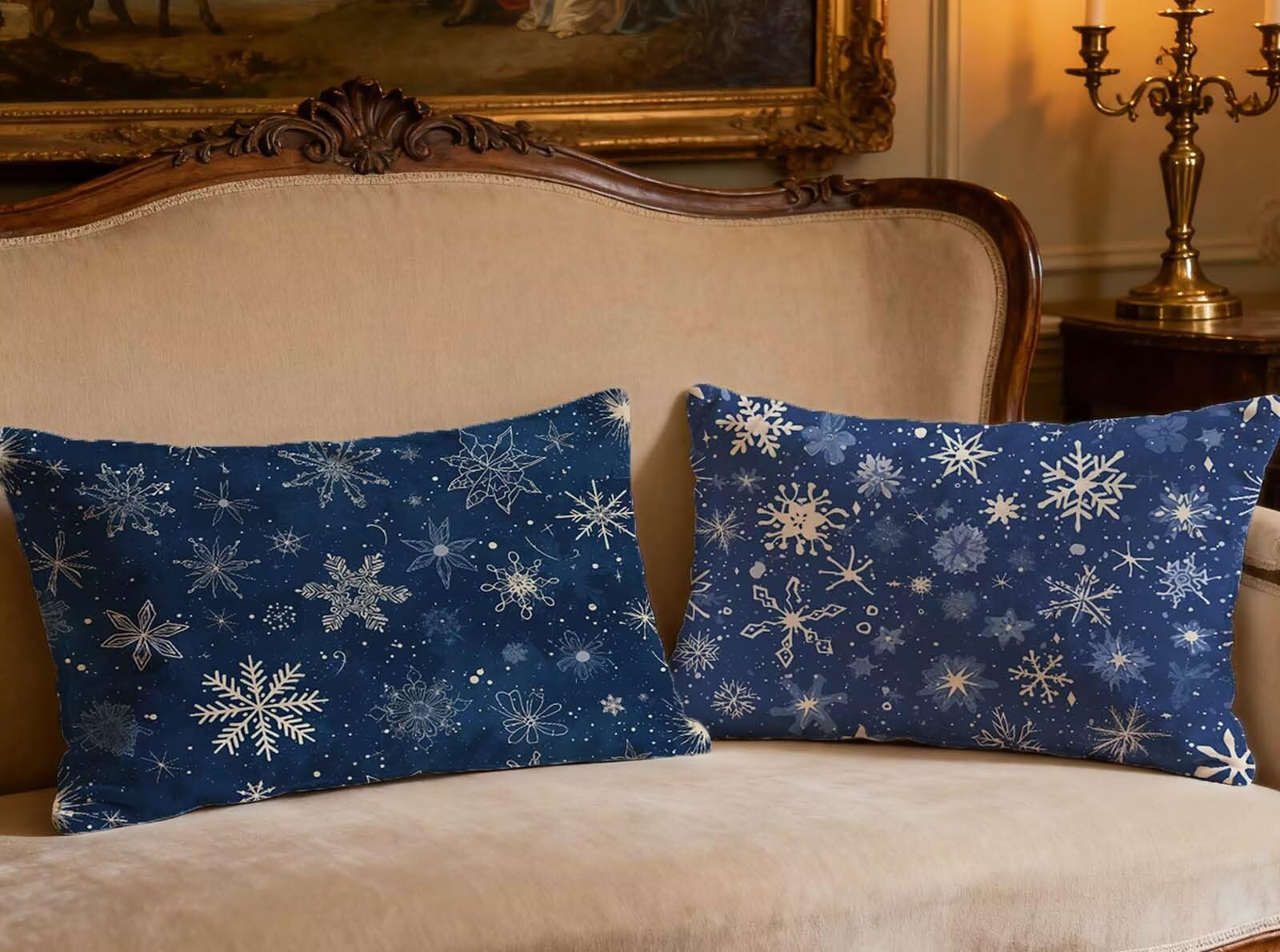 Housse de coussin bleu marine 60x80 lot de 2 en velours doux pour canapé salon