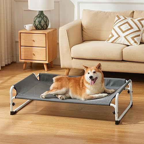 Miniatura 8 de Cama elevada XL para perros con reposacabezas, marco de cama elevado para perros extra resistente para mascotas grandes, montaje sin herramientas,