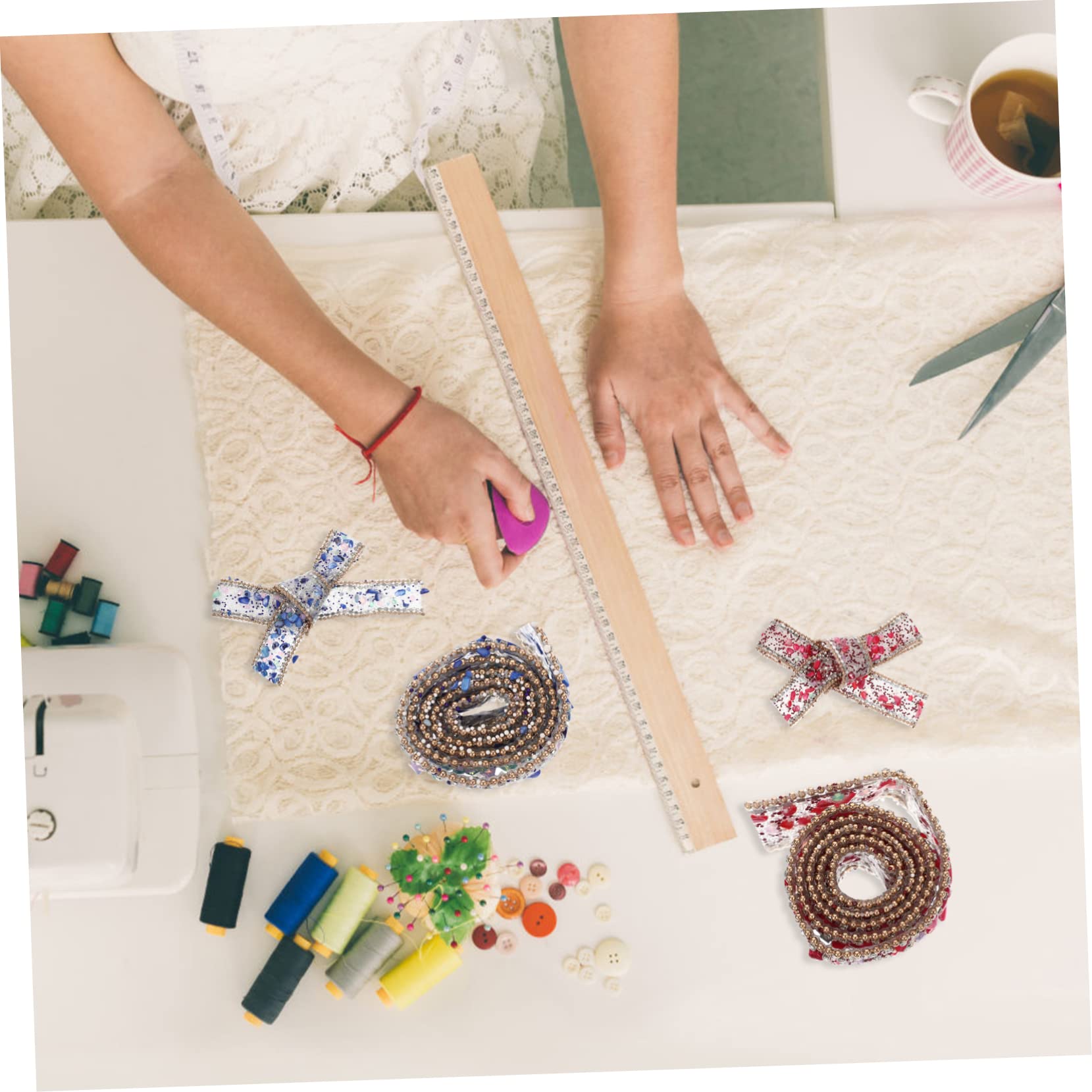 TEHAUX 5rollen Rhinestone Trim Für Kostüme Dekoration Cuttable Glitzerband Für Hochzeiten Kleider Taschen Schuhe -projekte Pro Goldenen Perlen