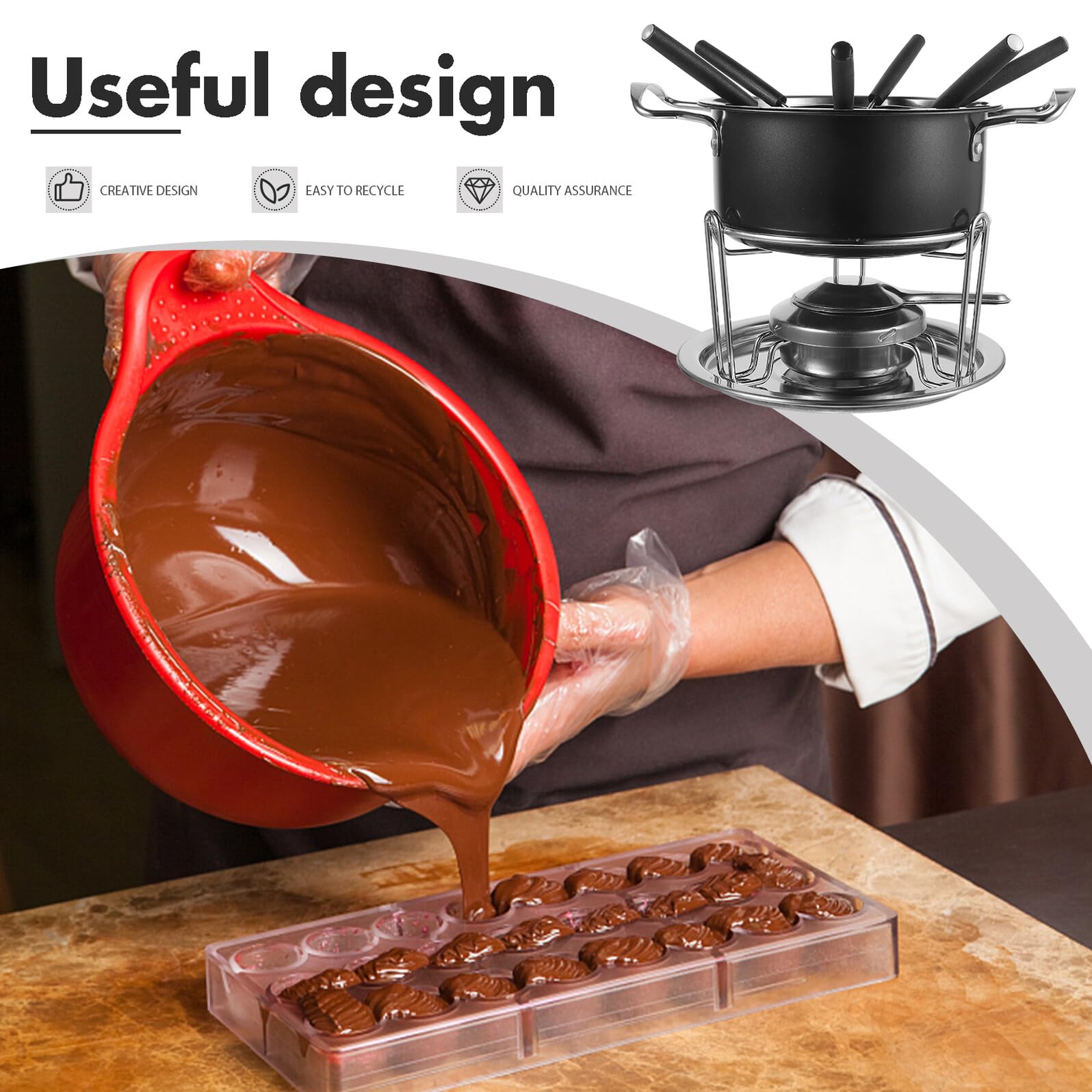 ERINGOGO Fondue-Set Käse- Und Schokoladenfondue-Topf – Antihaftbeschichteter Edelstahl-Fonduebecher Kochutensilien Fondue-Set Käse- Und Schokoladen-Schmelztopf DIY-Backutensil