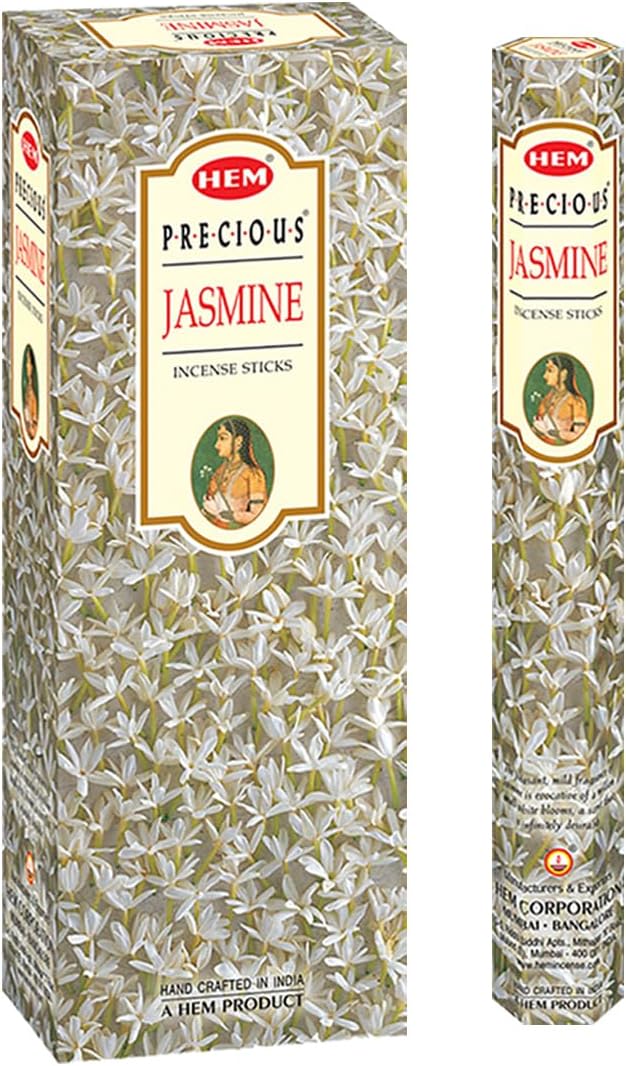 HEM Precious Jasmine Incense Sticks – 120 Count (6 Boxes of 20) | Uplifting Sweet Floral Fragrance for Meditation, Prayer, Relaxation & Spiritual Cleansing 9 Inch Long