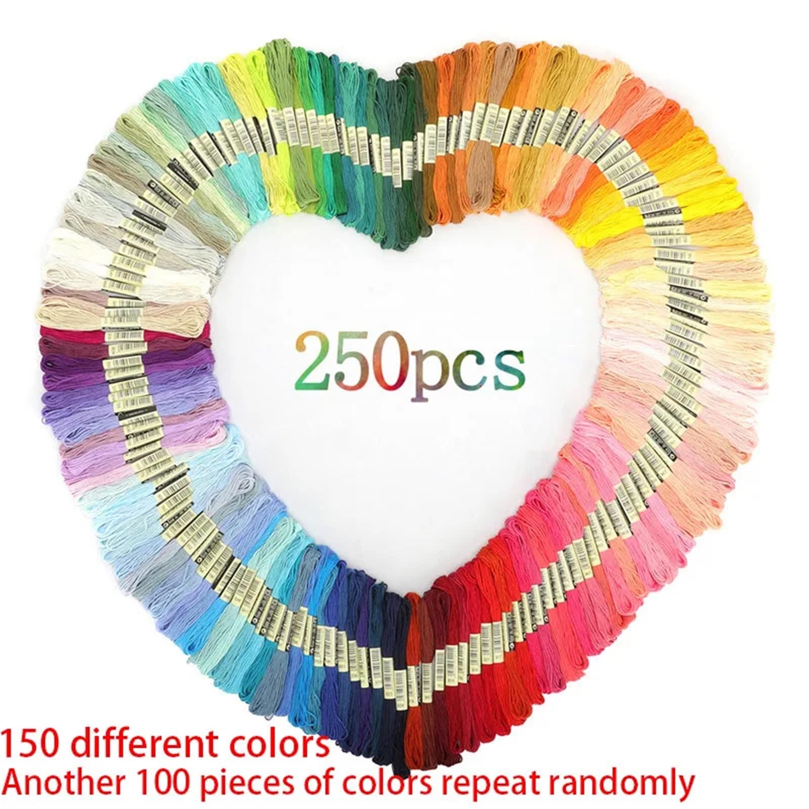 Filo da ricamo multicolore filo da ricamo punto croce filo filo interdentale cotone matasse kit (250 pezzi)