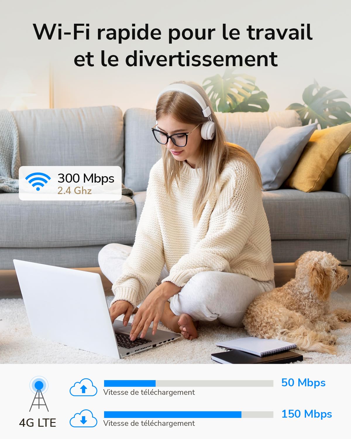 Cudy LT300 Routeur WiFi 4G LTE 300 Mbps USB-C MU-MIMO OpenVPN WireGuard