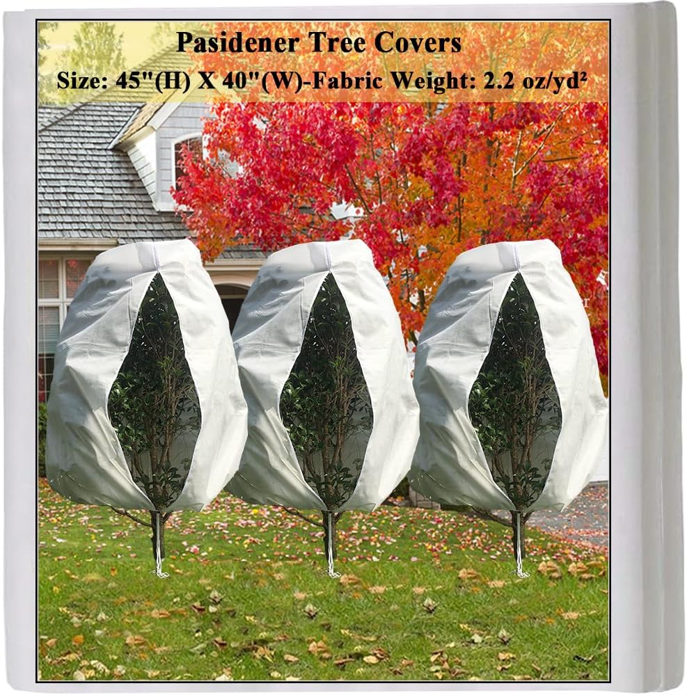 Plant Covers Freeze Protection 2 Packs 90"X75" 2.2oz Tree Covers Frost Plant Covers Freeze Cloth for Outdoor Plants with Zipper Drawstring