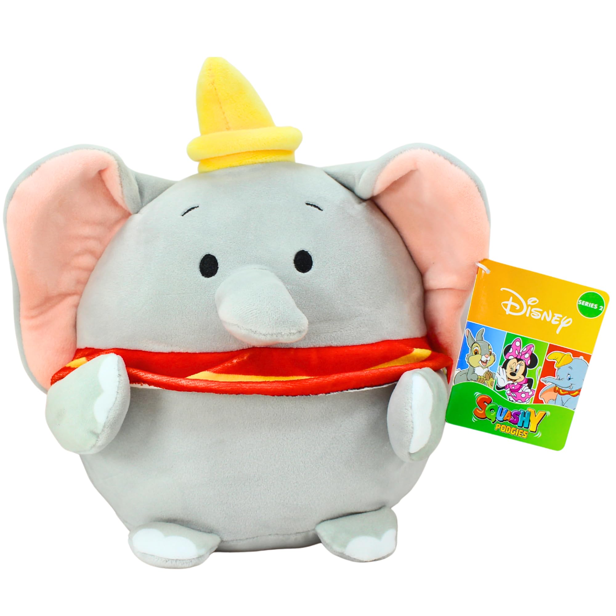Disney Classics Squashy Podgies 9" 22cm Plush Toys With Embroidered Features - (Dumbo)