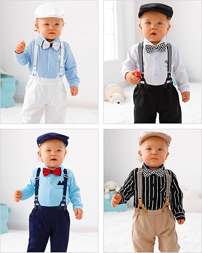 Miniatura 5 de HOSUKKO Traje de caballero para bebé, trajes de tirantes para niños (0-10 años)