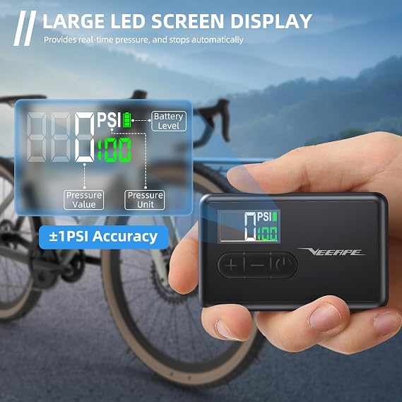 Tiny Pump Mini Bike Tire Pump - Max 120PSI Portable Electric Bicycle Pump with Fast Inflation Auto Stop - Bicycle Inflator with Presta Schrader Valve for E-Bikes Bicycles Various Balls