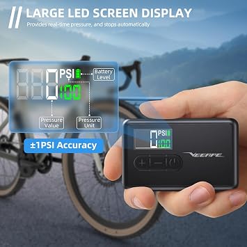 Tiny Pump Mini Bike Tire Pump - Max 120PSI Portable Electric Bicycle Pump with Fast Inflation Auto Stop - Bicycle Inflator with Presta Schrader Valve for E-Bikes Bicycles Various Balls
