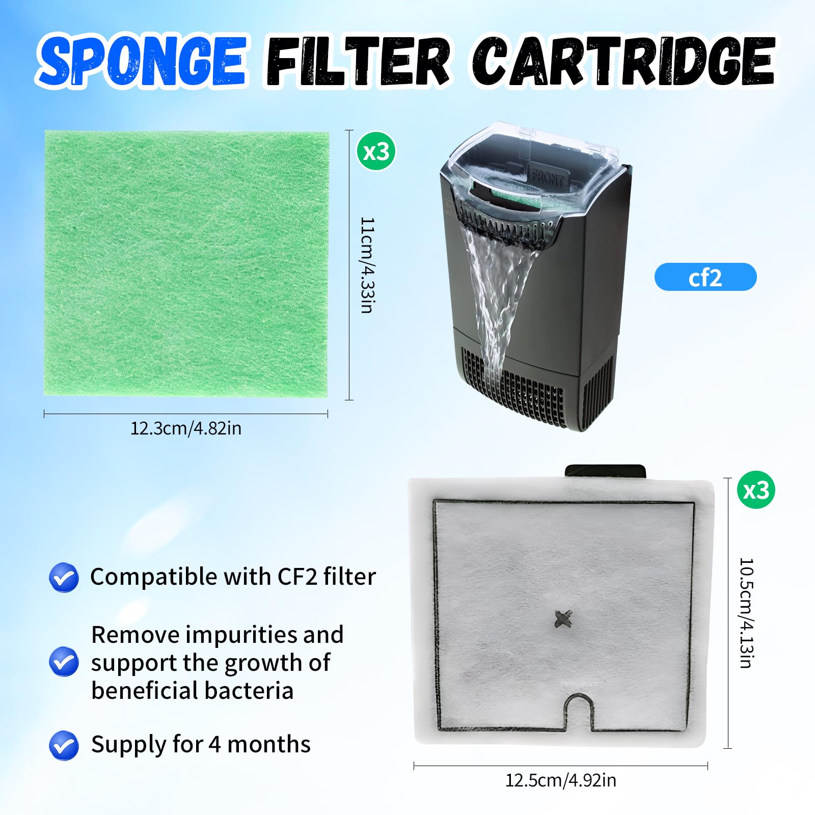 WUIOWPPIC Compatible with Interpet CF2 Filter 3 Month Service Kit CF2 Filter Service Pack Fish Tank Filter Cartridges for Aquarium Maintenance (3 X Filter Cartridges - Image 2