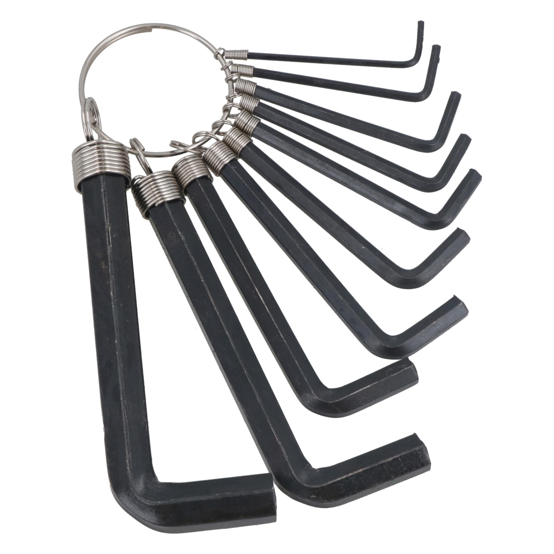 Ab Tools Chrome Metric Allen Hex Hexagon Key Wrench Set On A Key Ring 1.5Mm - 10Mm 10Pc