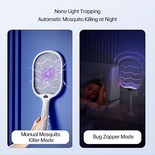 Miniatura 6 de Raqueta de mano insecto matamoscas eléctrico recargable Zap Mosquito Interior Exterior Zapping Raqueta para plagas Cable de carga USB 3000 voltios