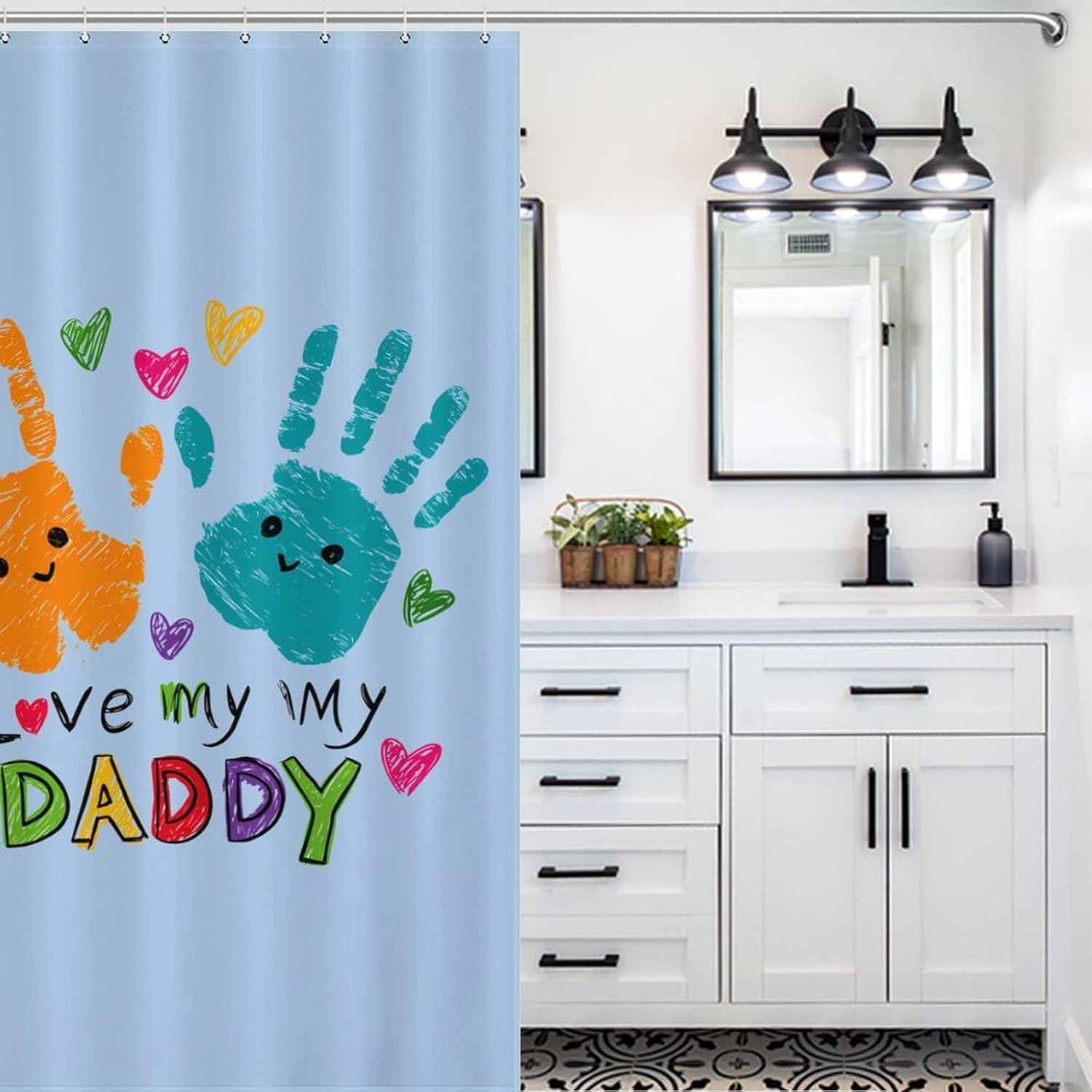 I Love Heart Mooses (2) Shower Curtain 46.85x70.87Inch（119x180cm） Polyester Bath Curtain Shower Curtains Printed Decorative