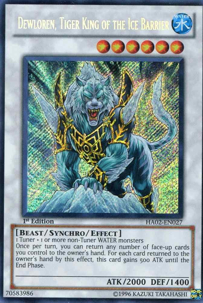 YuGiOh HIDDEN ARSENAL 2 DEWLOREN, TIGER KING OF THE ICE BARRIER secret HA02-EN027