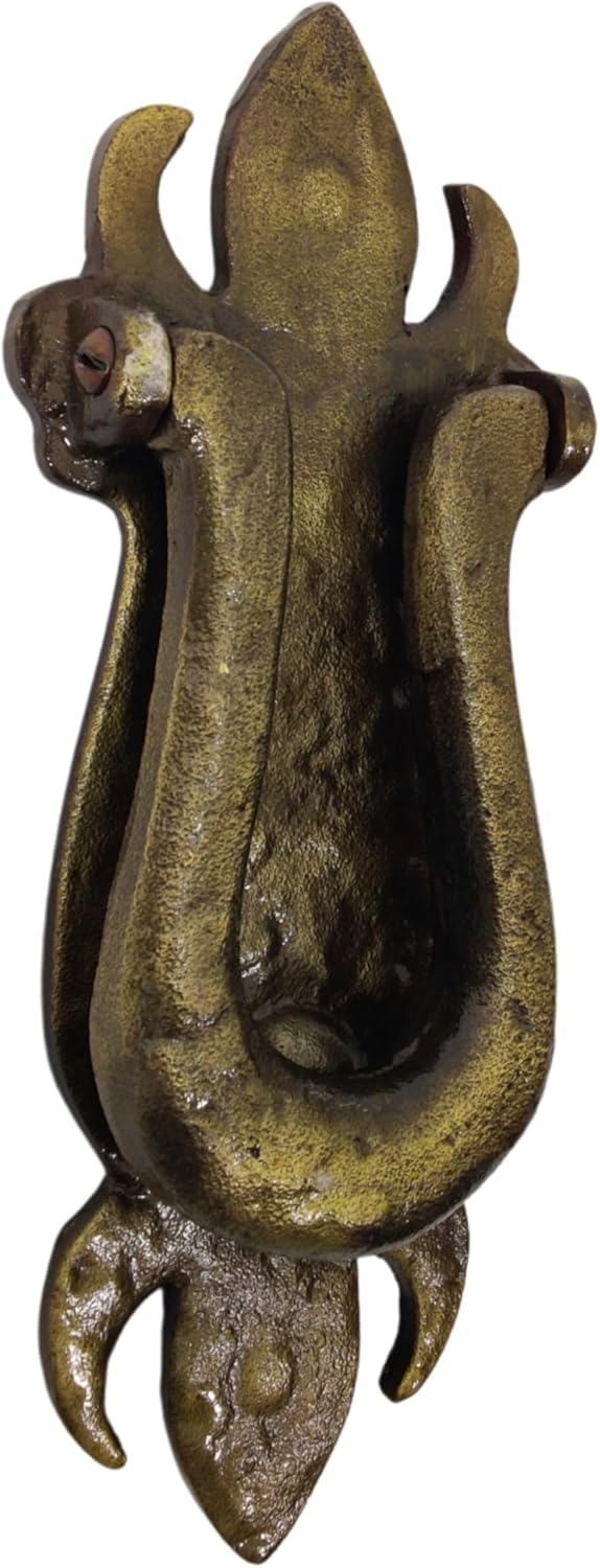 Antique Metal Decorative Door Knocker | Handcrafted Hardware for Front Door | Unique Vintage Decor Style|Rustic Heavy Duty Entrance Gate Handle |Perfect for Home Decor | Fleur De Lis Design