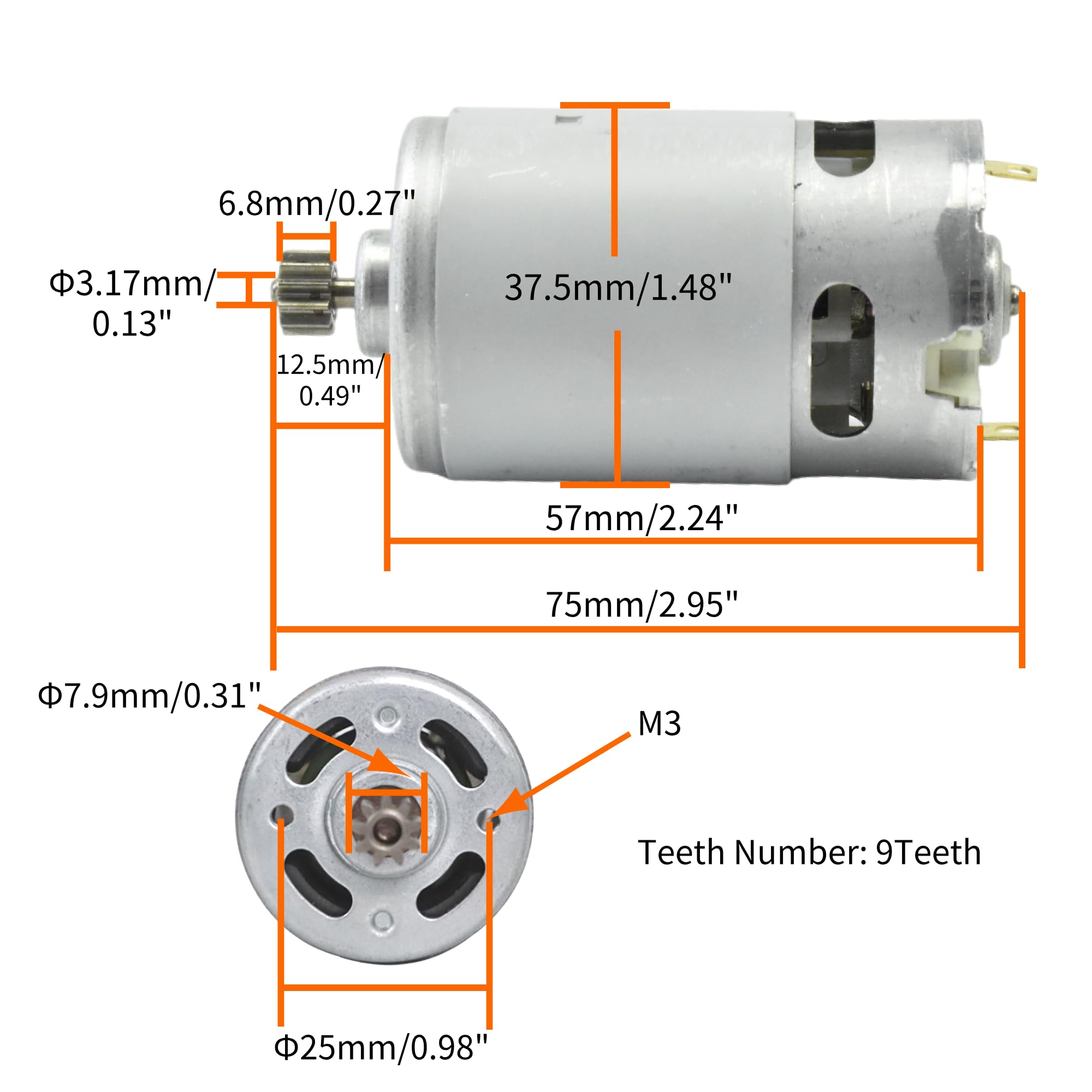 CHANCS DC 18V Motore Elettrico 9 Denti RS-550 Alta Micro Motore Elettrico per Vari Trapano A Mano Elettrico Cordless 2PCS