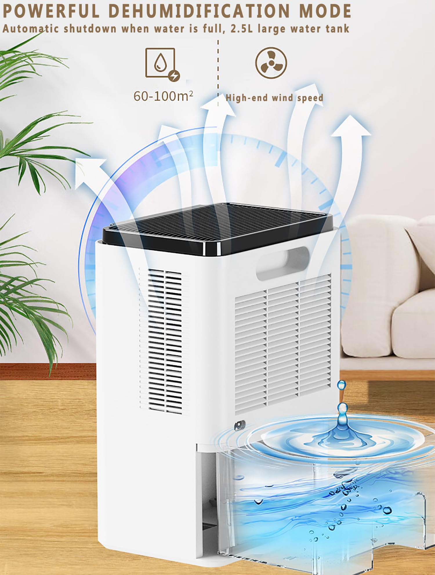 Osuszacze Domowe, Cichy Osuszacz Elektryczny O Pojemności 2500 Ml Z Funkcją Automatycznego Wyłączania I Kolorowym Światłem LED, Synchronizacją Czasu I Inteligentną Funkcją Stałej Wilgotności