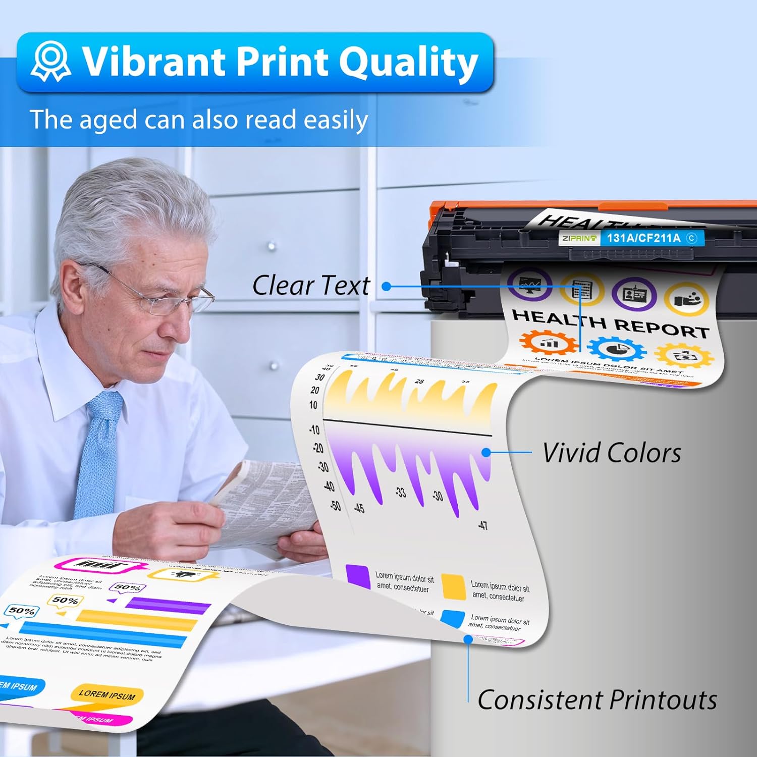 ZIPRINT 131A Toner Cartridge 4 Pack Compatible for HP 131X 131 CF210A CF211A CF212A CF213A Black Cyan Yellow Replacement for Hp LaserJet Pro 200 Color MFP M276nw Toner Cartridges M276n M251n M251nw