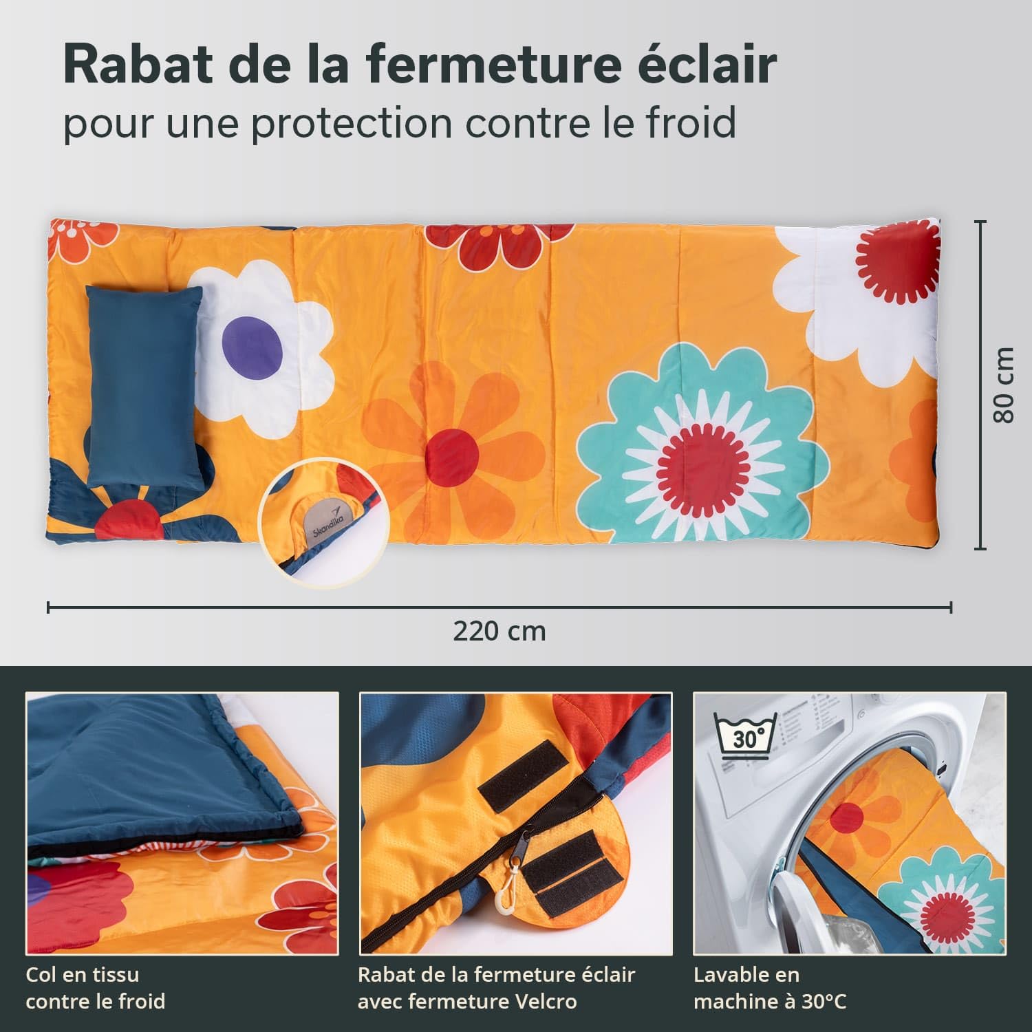 Skandika Sac de Couchage Sovro | Sac de Couchage rectangulaire pour Adultes, 3 Saisons, utilisable comme Sac de Couchage Double, Sacs de Couchage de Camping avec Oreiller