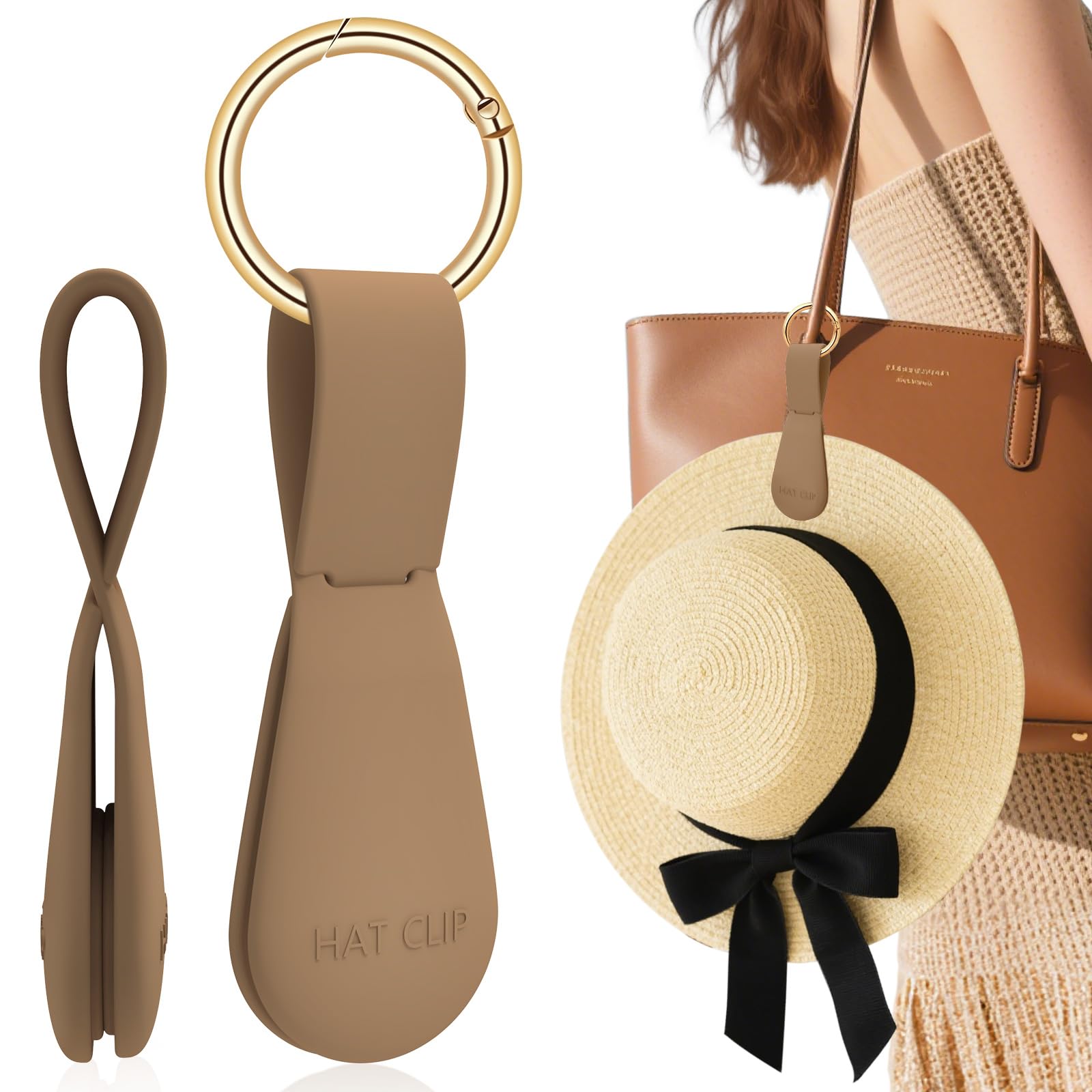 帽子クリップ マグネットクリップ レザーキーホルダー 強力磁石 帽子 キャップ ホルダー メンズ レディース ユニセックス 本革 オイルレザー  サークルカラビナ バネフック ブラック ブラウン ダークブラウン 【あす楽】 | 革製品専門店 デイズアート indistar 帽子クリップ 旅行用 バッグ付き - マグネット収納フック バケーション 旅行 必需品 アクセサリー (ブラウン)