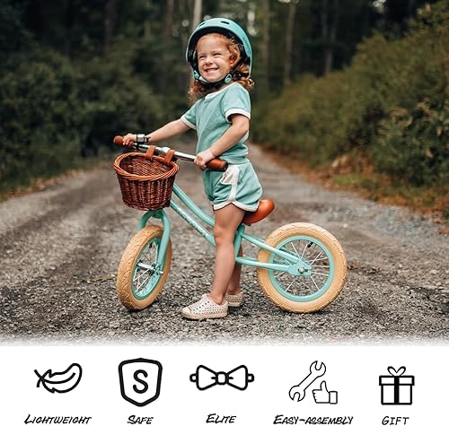 Miniatura 6 de ACEGER Bicicleta de equilibrio para niños de 12 pulgadas con canasta, sin pedales, para aprendizaje temprano, fuerza de piernas y equilibrio