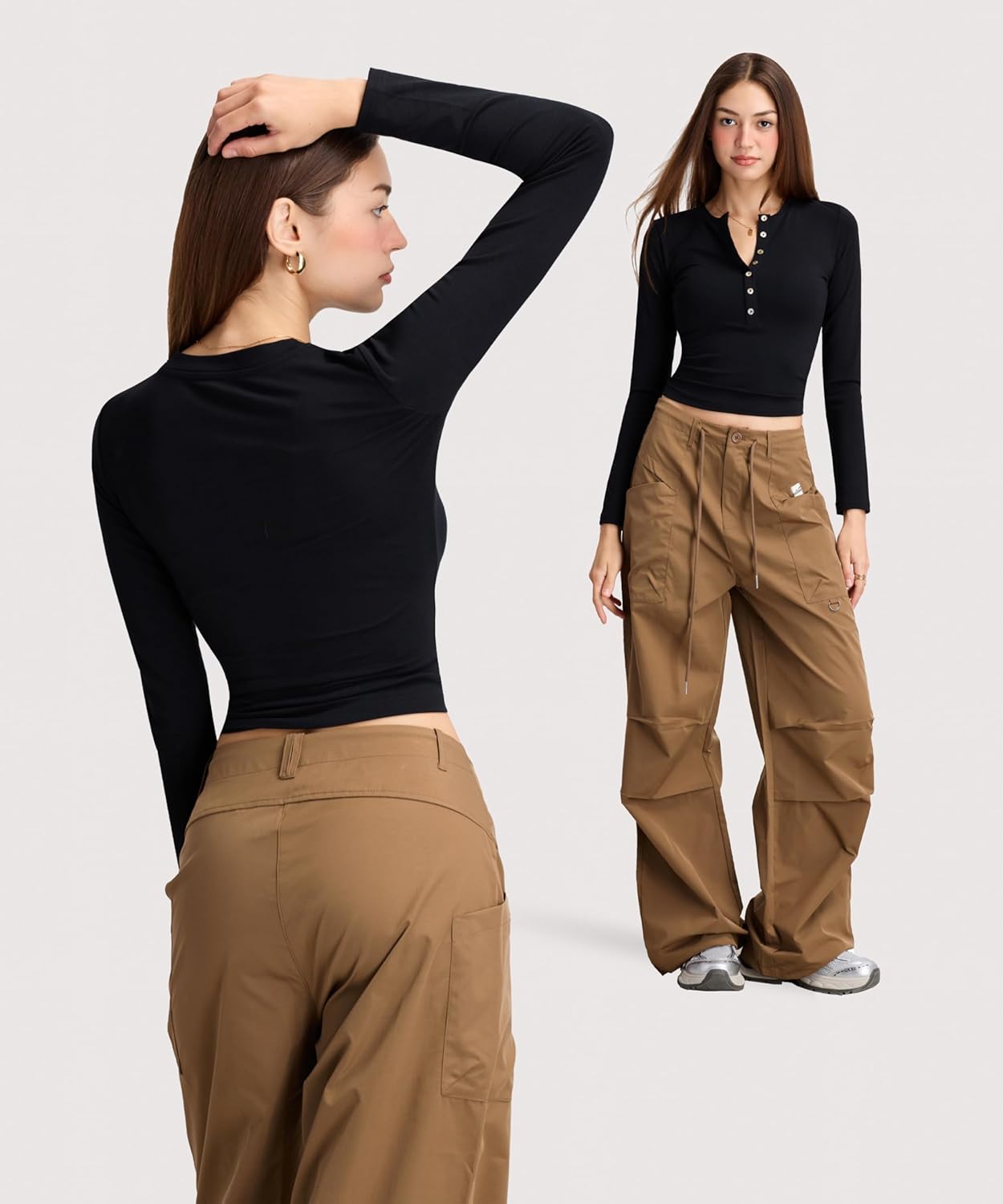 Women 2025 Henley T Shirts Ribbed Button Slim Fit Basic Casual T Shirts Going Out Trendy Outfits Basic Tops Blouse - Image 5