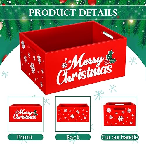 Miniatura 9 de Namalu Caja de almacenamiento de barra de cacao caliente de Navidad, caja de madera con asas, cacao caliente, cesta de madera rústica, canasta de