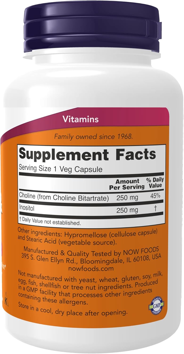 W 478
,,//‘——_"
Family owned since 1968.
Supplement Facts
Sewing Size 1 Veg Capsule
~<
Amount % ”a“
Per Serving value
C. “Olme (from Choline Bitartrate) 250 mg 4—5°/°
|nosilol 250 mg 1
lDally Value not established
Other in
and Ste
gfedie‘nts: Hypromellose (cellulose Cal-75“”)
M anc ACId (Vegetable source).
anulactured & Qualit Tested b NOW FOODS
Y
395 5' 6'“ Ellyn Rd., Bliomingdale, IL 601% USA
M nowfoods.com ‘lk
manufactured . l t n soy, ml ,
e . Wlth east, wheat. 9 U a ’
ingg’f'rfﬂhé Shellfish or we); nut ingredients ”9%?
fac'ml’ that Processes other ingred'en
(Ontai ‘
St mng these allergens. "M,
We in
a .
“’0‘. dry place after opening- "“0