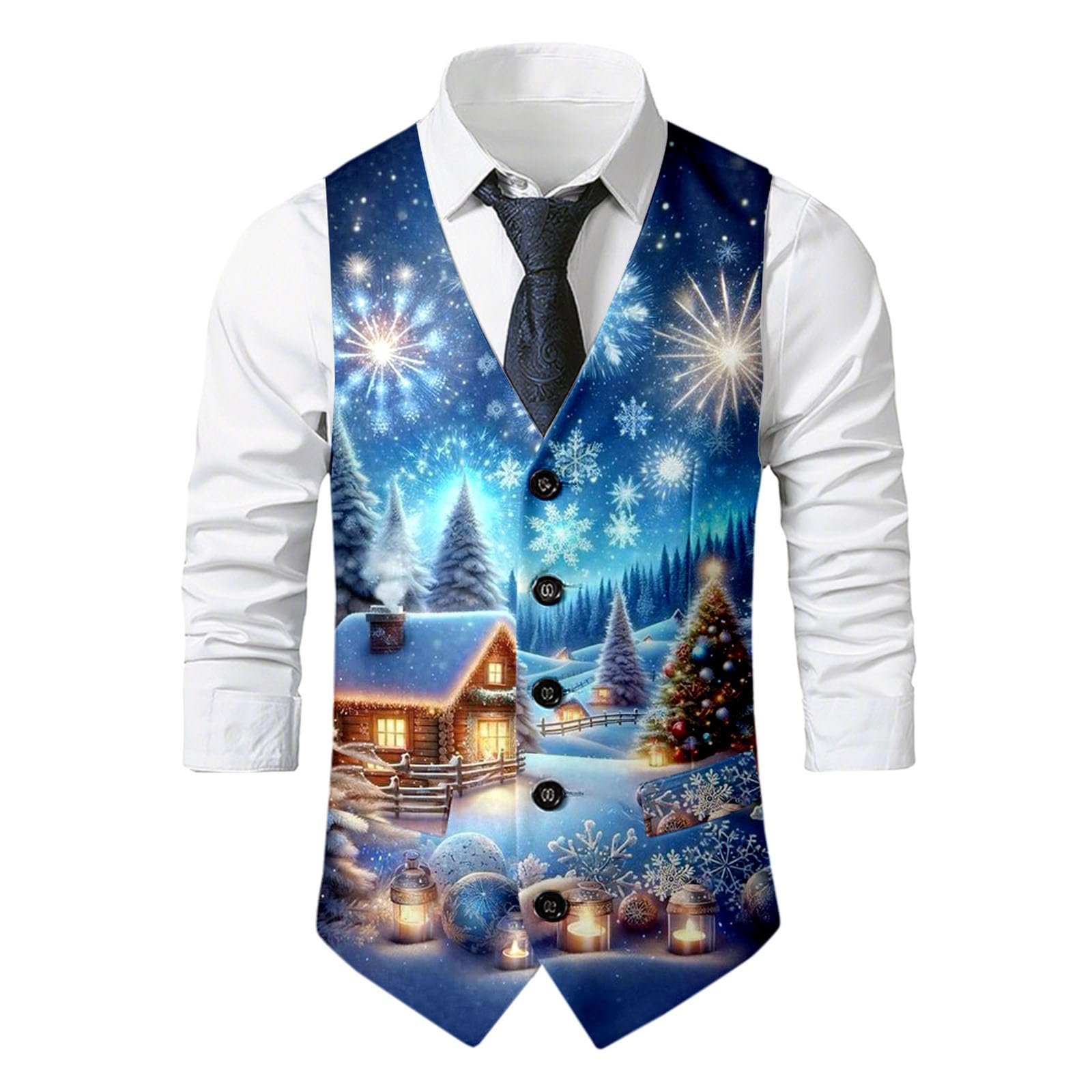 Gilet Uomo Sportivo Natalizio - in Maglia Festivo, Caldo Invernale, Maglione per Le Vacanze, Comodo, Morbido, con Motivo Testurizzato, Casual, da Indossare all'aperto