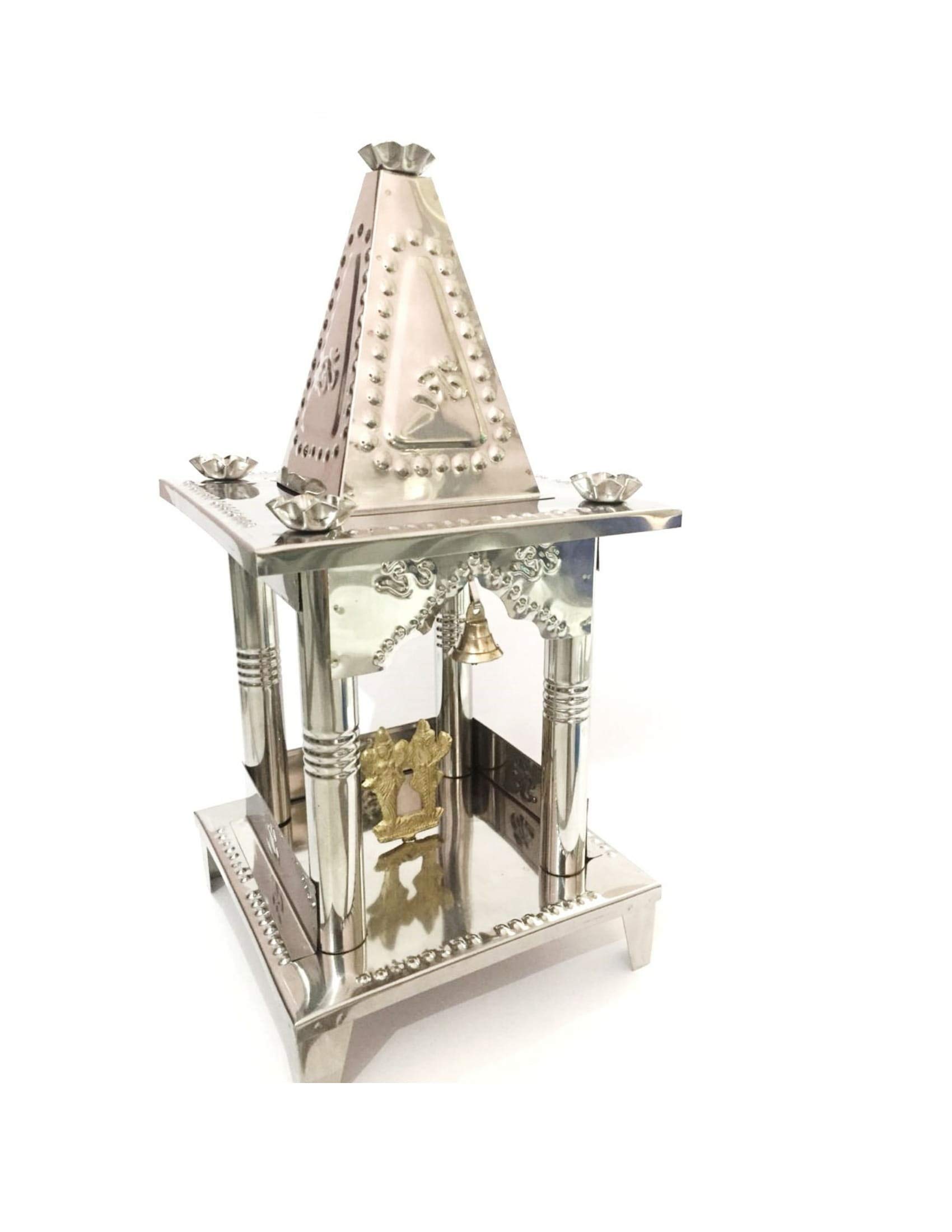 Stainless Steel Diwali Pooja Hatri with Brass Lord Ganesh and Luxmi MATA Statue (Silver, 400g)-image-17