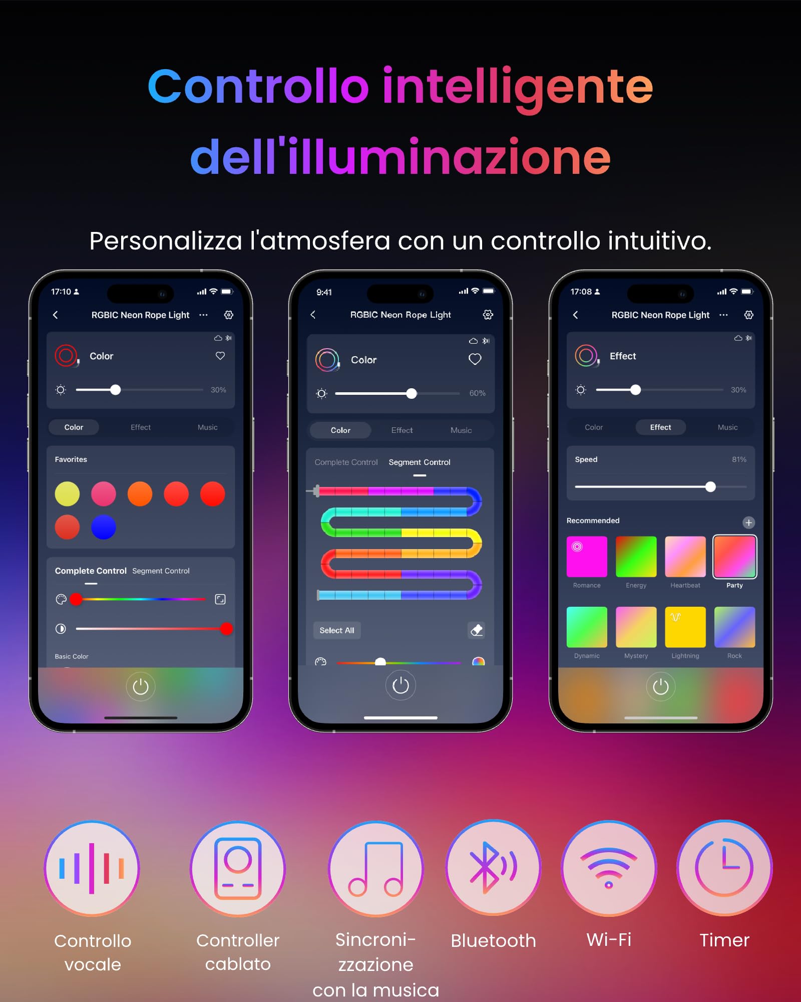 SwitchBot RGBIC Neon Striscia LED, 5M Matter Neon LED Luci Compatibile con Apple Home, Alexa e Google Home, 16 min di colori, Sincronizza Musica e Scene, Luci LED Camera da Letto, Soggiorno