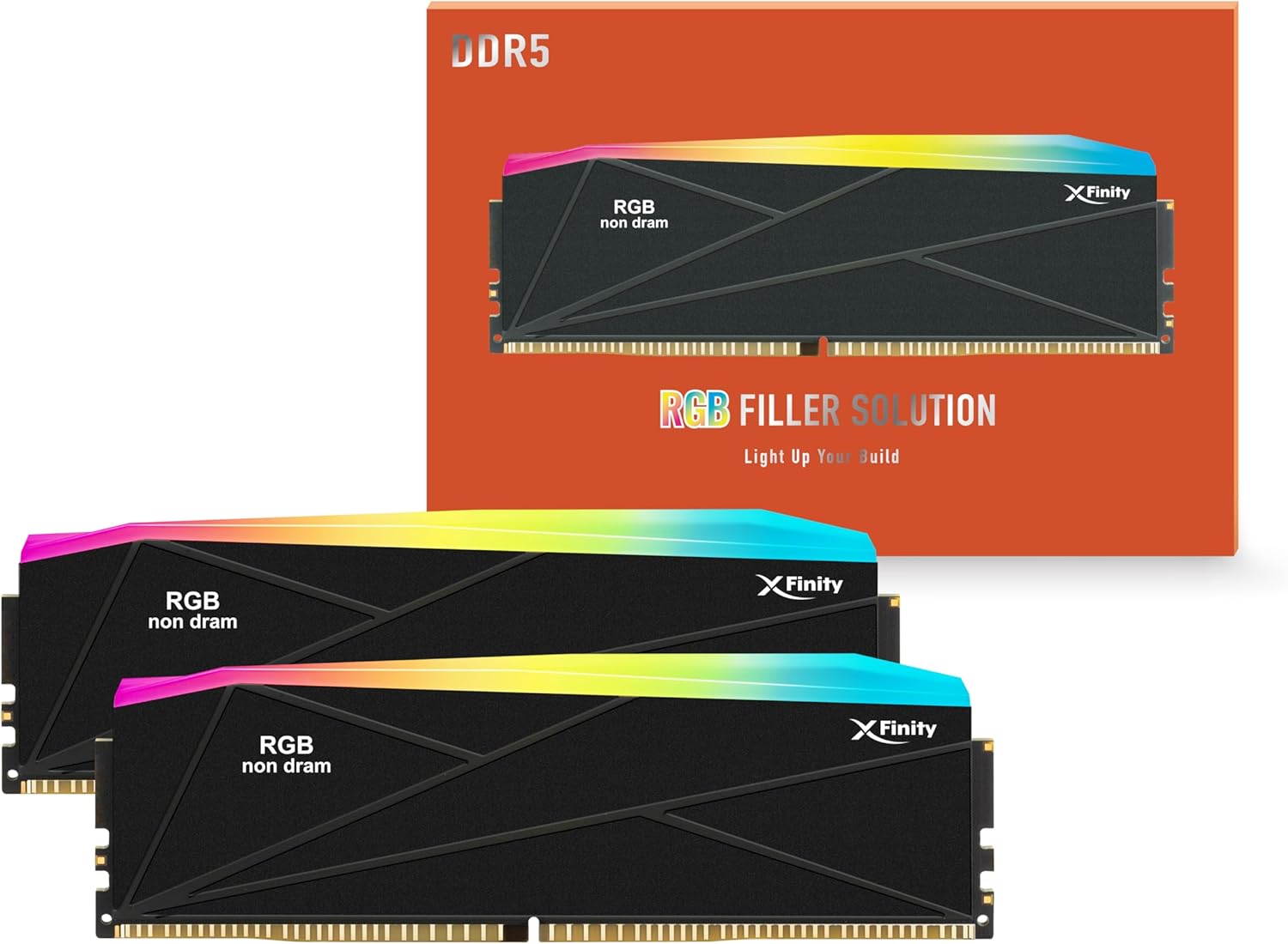 V-Color Manta XFinity DDR5 RGB Filler Solution - 2X Modules - 0GB RAM - Intel/AMD Compatible - Black with Light Rod