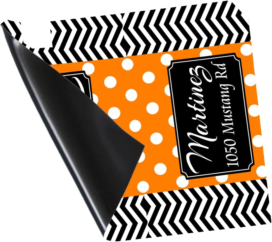 VWAQ Custom Mailbox Cover - Personalized Magnetic Mailbox Wrap Name and Address - PMBM8 (Orange)