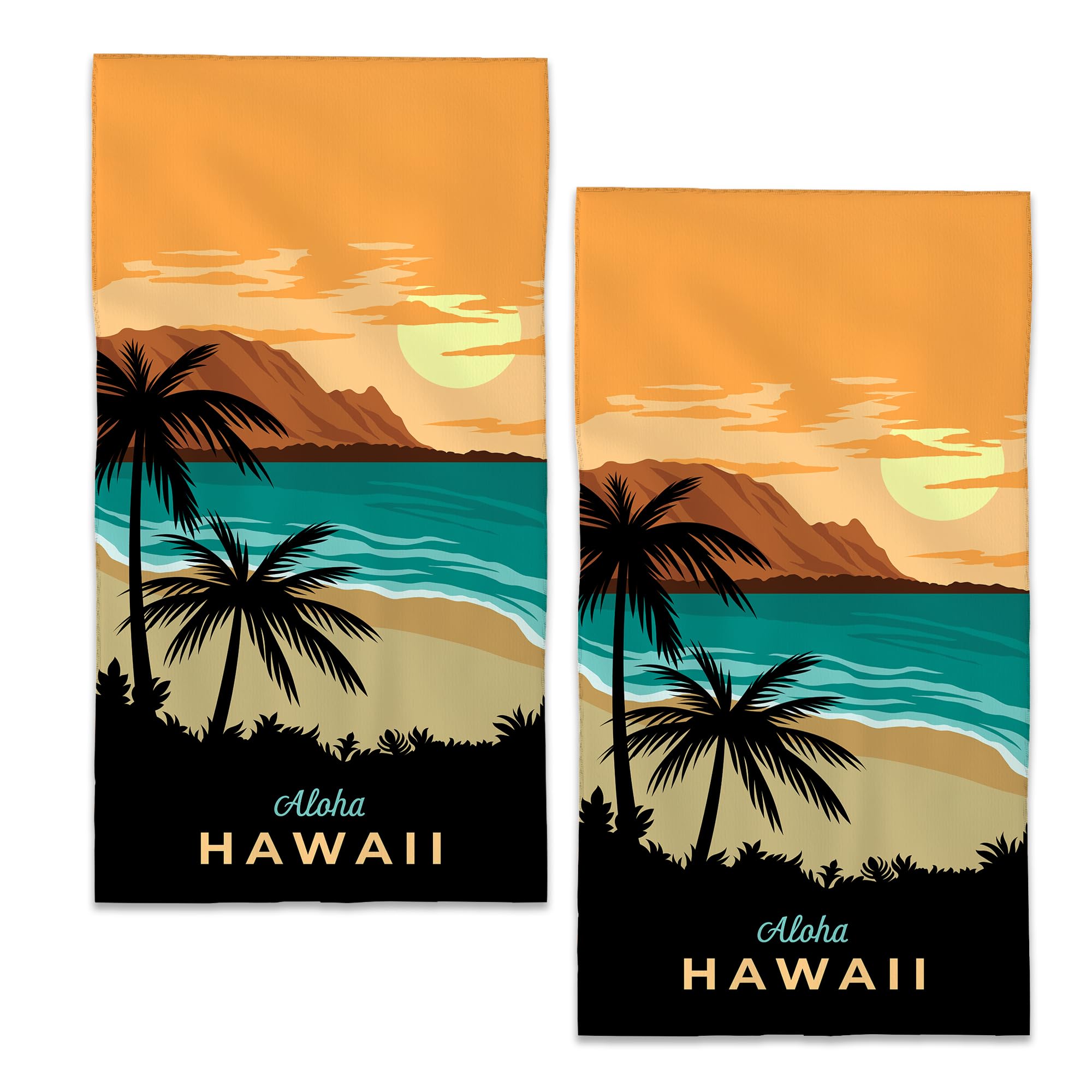 "The Beach Is My Happy Place" Kitchen Towels - Beach Lover Gift, Absorbent & Decorative, 16x24 Inch