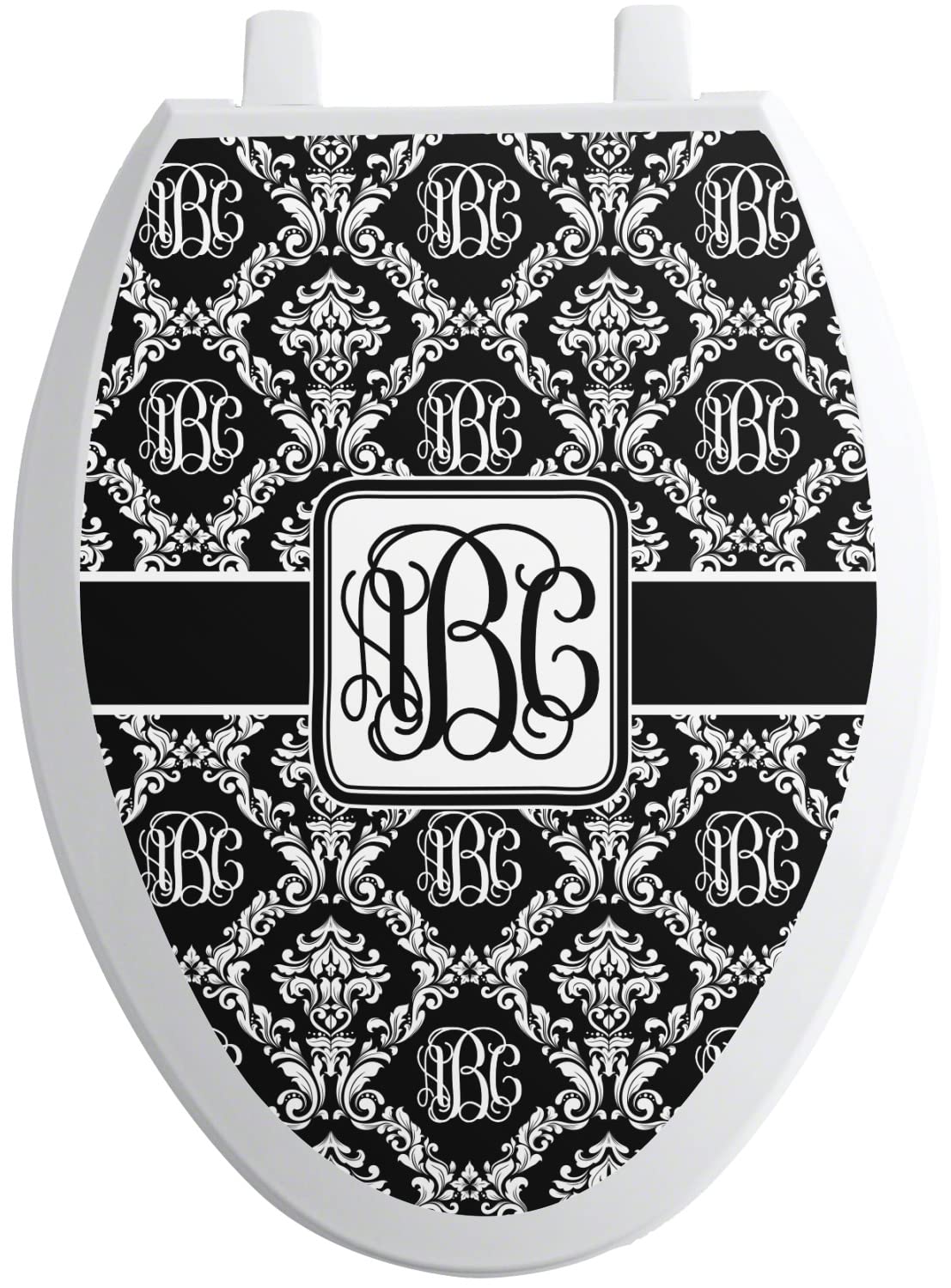 RNK Shops Personalized Monogrammed Damask Toilet Seat Decal - Elongated