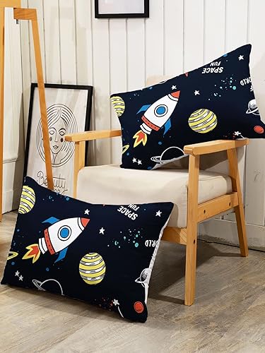 Miniatura 3 de Datura home Juego de funda de edredón para niños, diseño de nave espacial de galaxia, cohete, astronauta, con 2 fundas de almohada para niños,