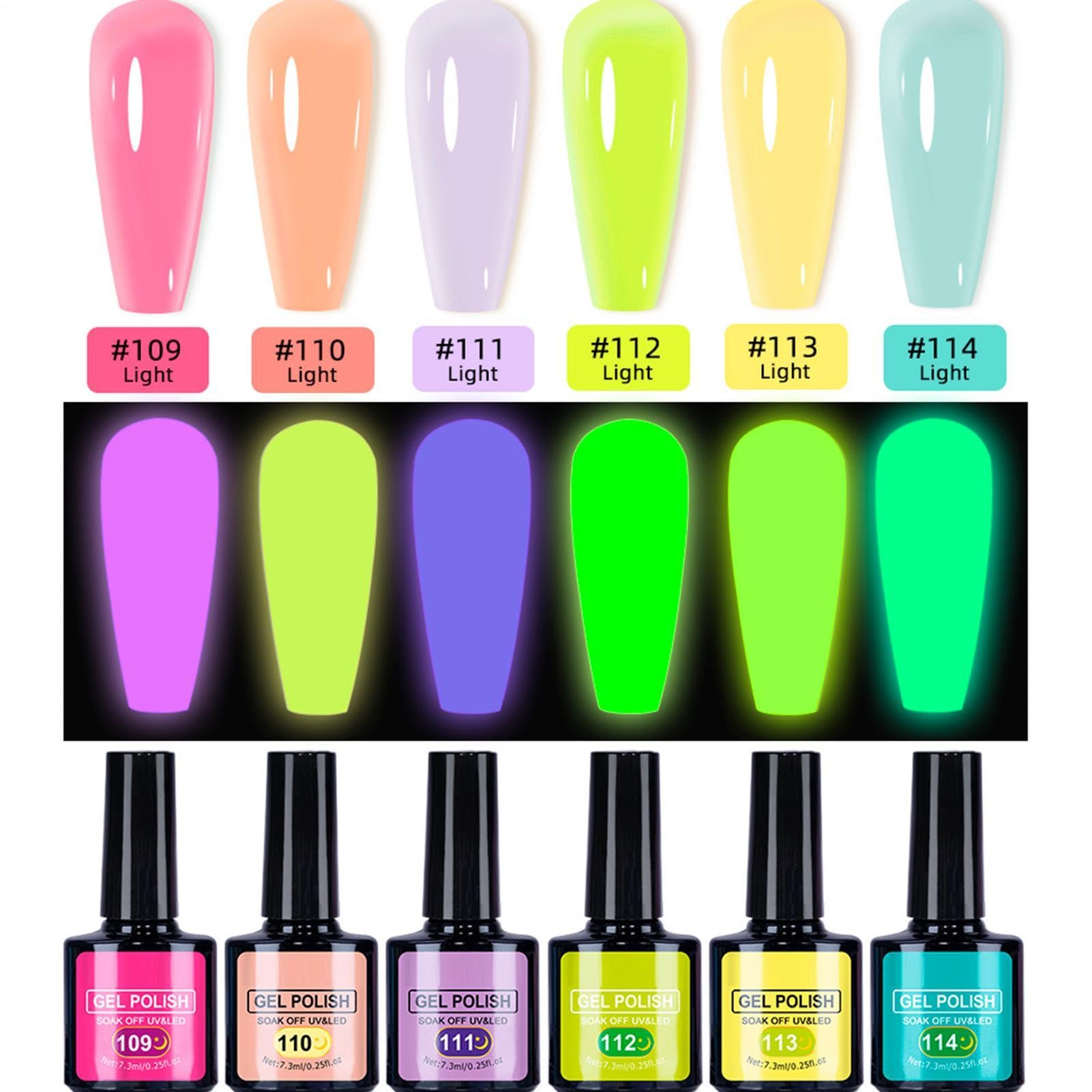 Smalto gel luminoso 12 Pezzi Luminosi Durevoli Portatili | Gel Unghie con Effetto Luminoso Brillante da Donna Forniture Manicure Glow per Donne Ragazze Beauty Lovers Studenti Saloni