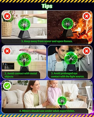 Miniatura 8 de Theefun Bola de plasma verde globo de plasma de 6 pulgadas, regalos de Navidad, lámpara de bola de plasma sensible al tacto y al sonido, bola
